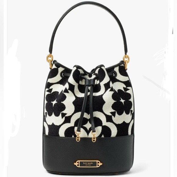 Kate Spade Flower Monogram Gramercy Chenille Medium Bucket Bag NWOT - Picture 2 of 7